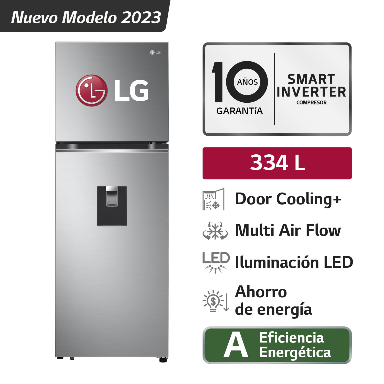 Refrigeradora LG 334 Litros No Frost Compresor Smart Inverte