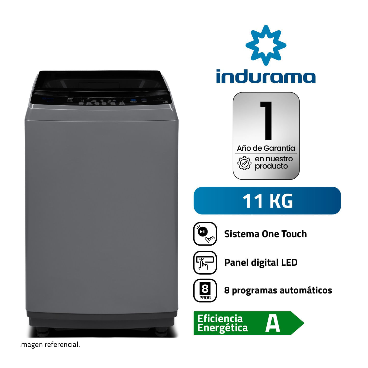 Indurama Lavadora 11kg  Lri-11dgr