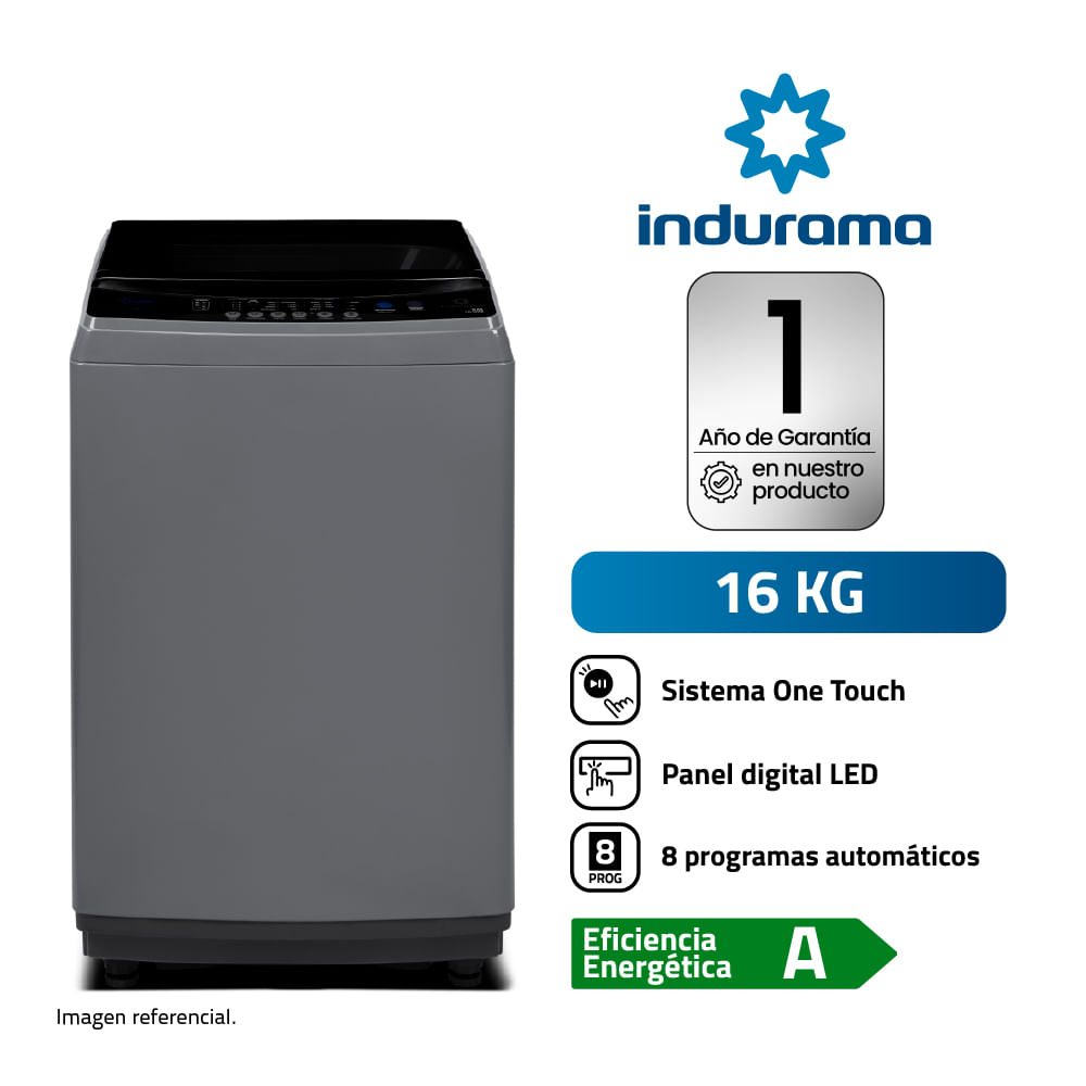 Lavadora Indurama 16 Kg Carga Superior Digital Gris Oscuro -