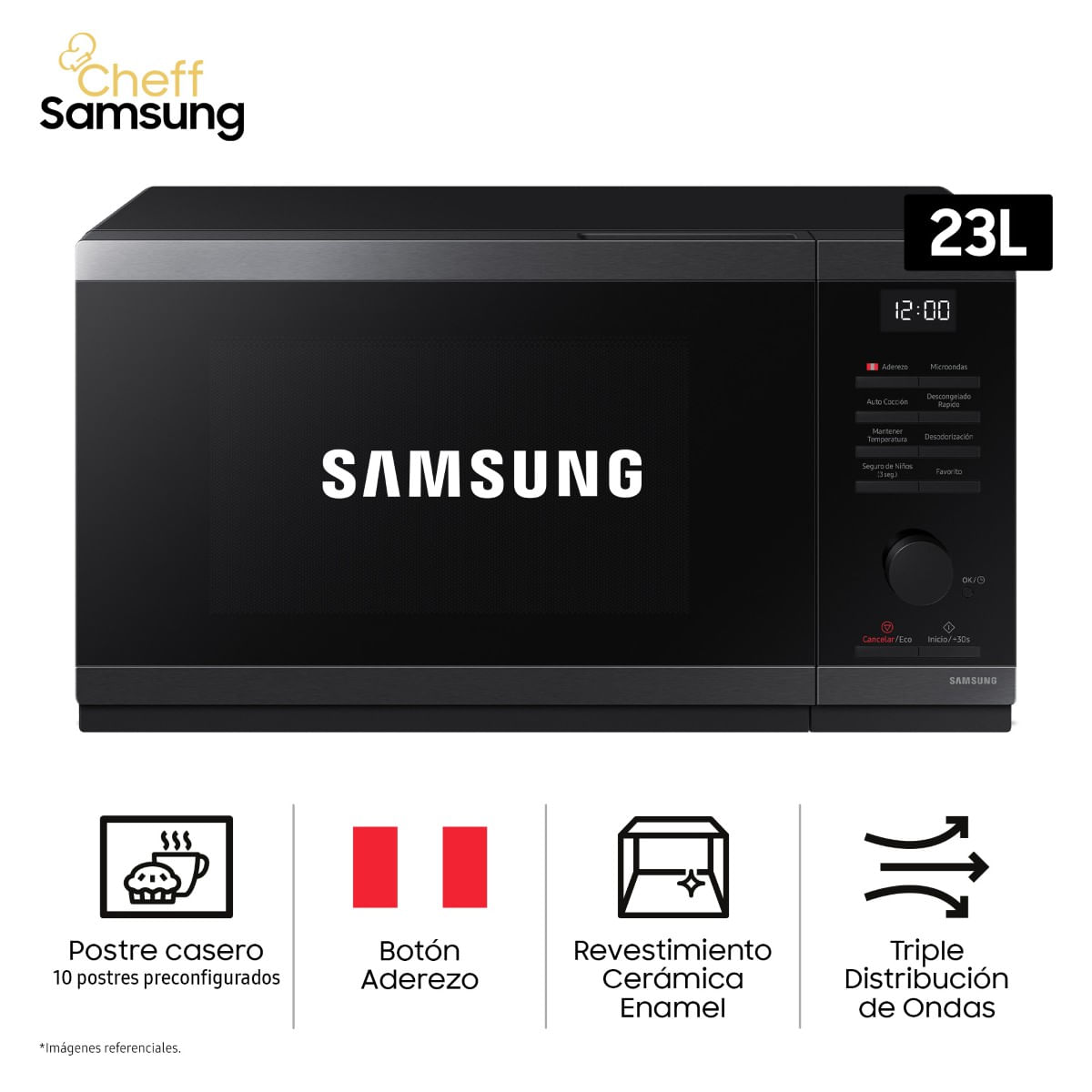 Horno Microondas Cheff Samsung 23L MS23DG4504AGPE