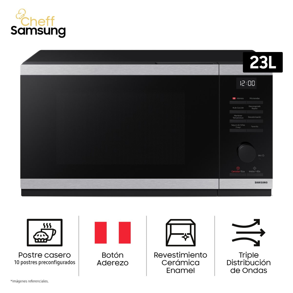 Horno Microondas Cheff Samsung 23L MS23DG4504ATPE