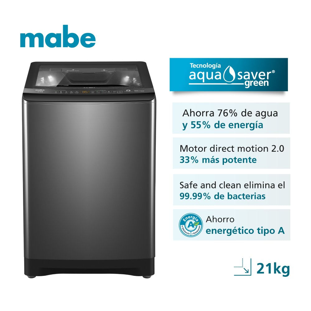 Mabe Lavadora Automática 21 kg Diamond Gray LMA1220WDGBB0
