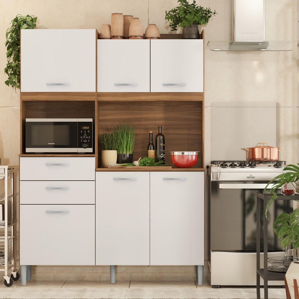 Familia Kit De Cocina Harmonia 6 Puertas 2 Cajon Almendra/ B