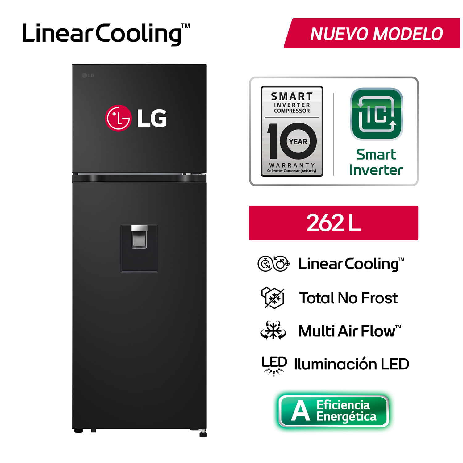 LG Refrigeradora Vt26Wpm 262L Linear Cooling Top Freezer Neg