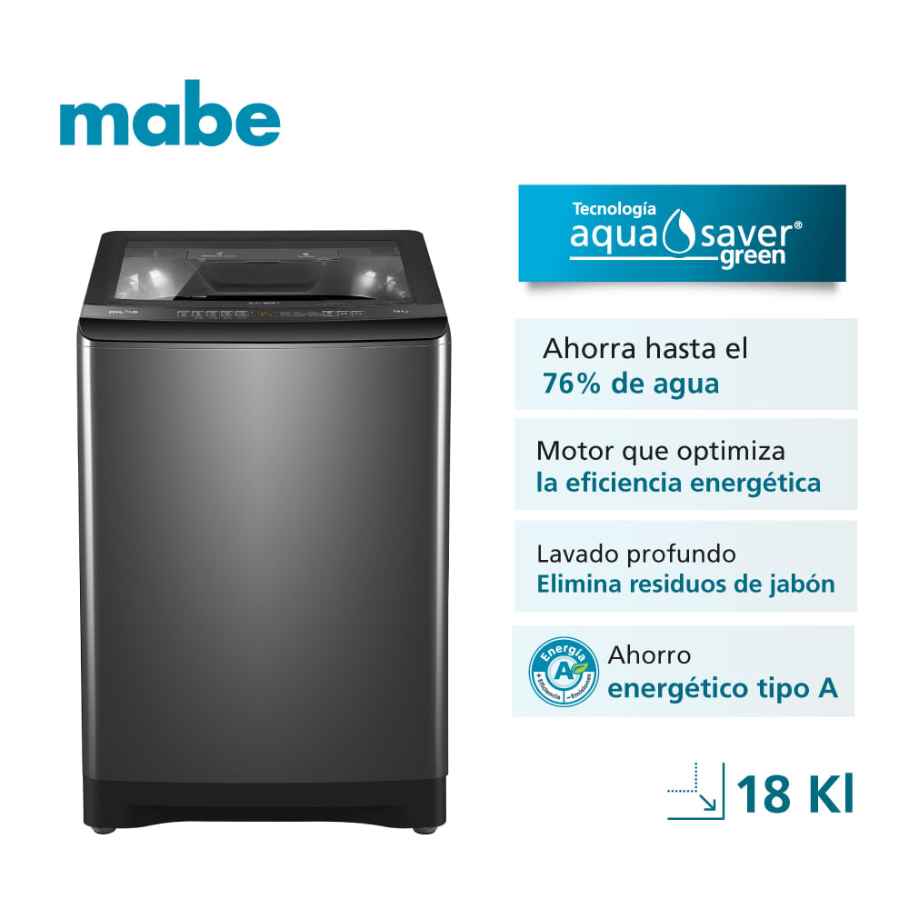 Lavadora Mabe 18 Kg Carga Superior Digital Diamond Gray - LM