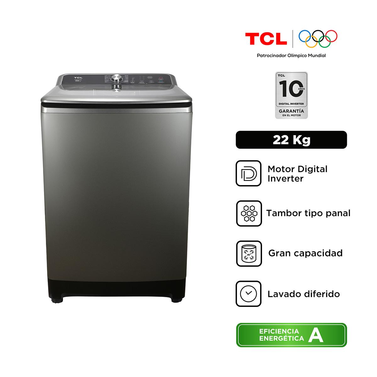 Lavadora TCL Carga Superior 22Kg P322TLRG DD Inver