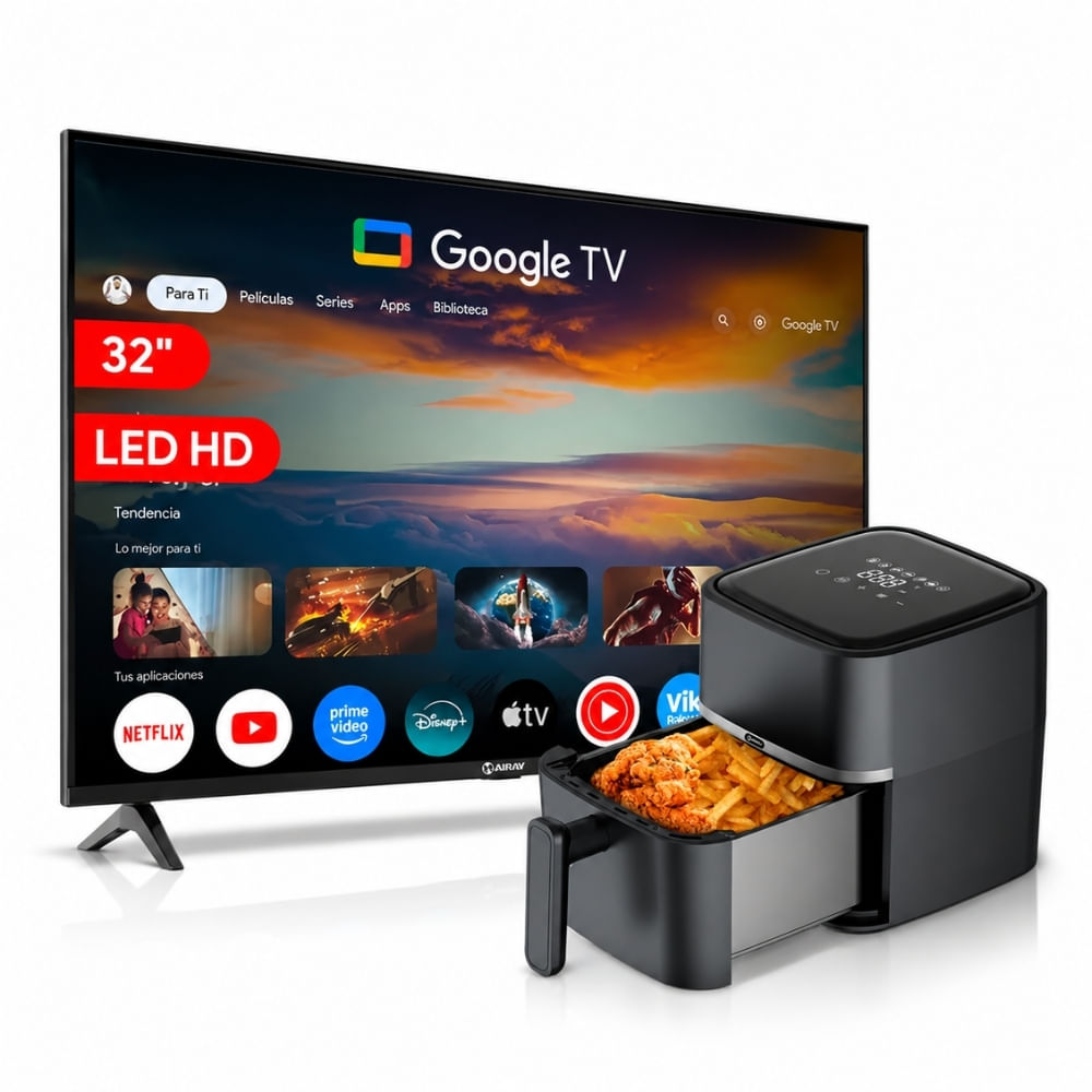 Combo Miray Televisor 32” Google TV HD + Freidora de Aire 3L