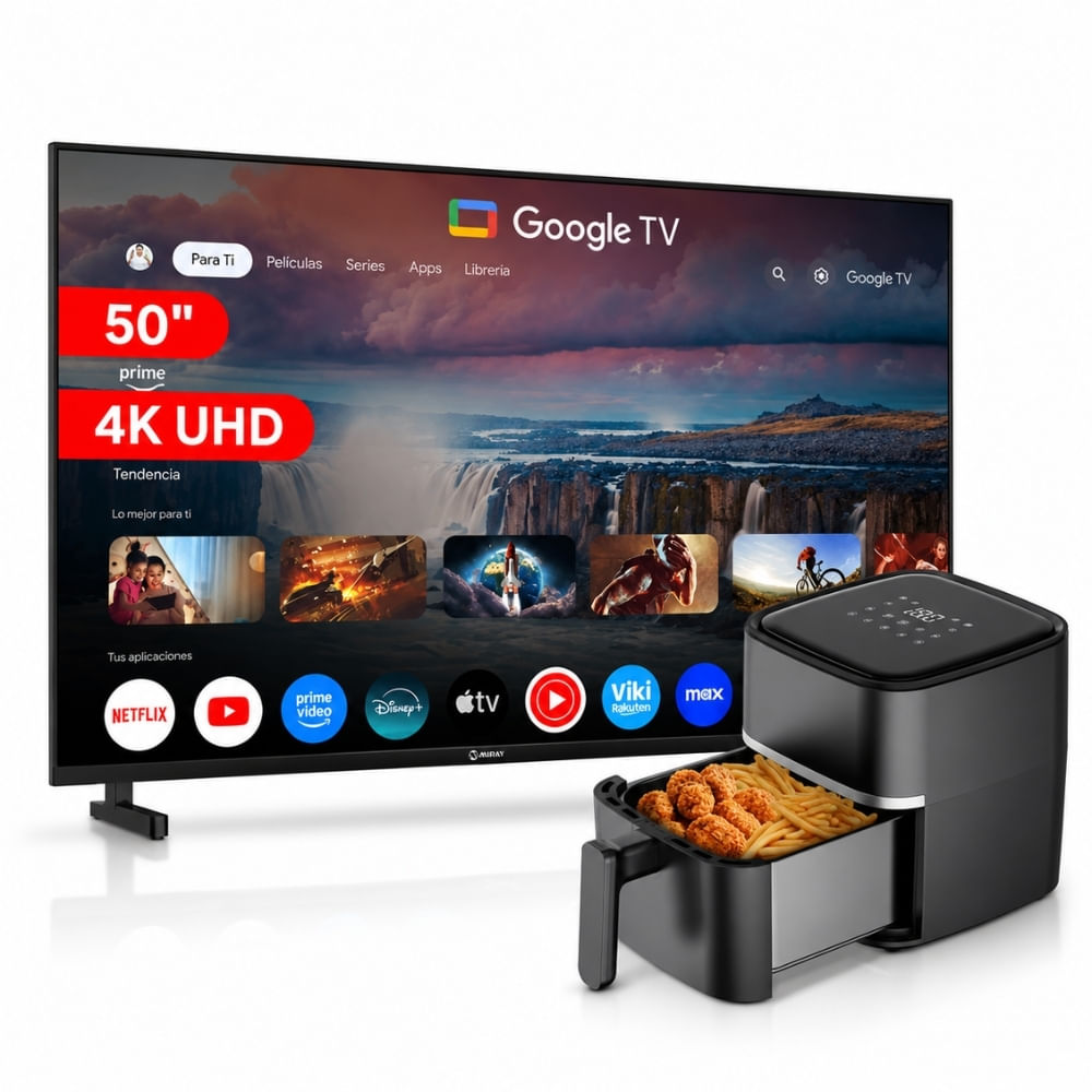 Combo Miray Televisor 50" Google TV 4K UHD + Freidora de Air