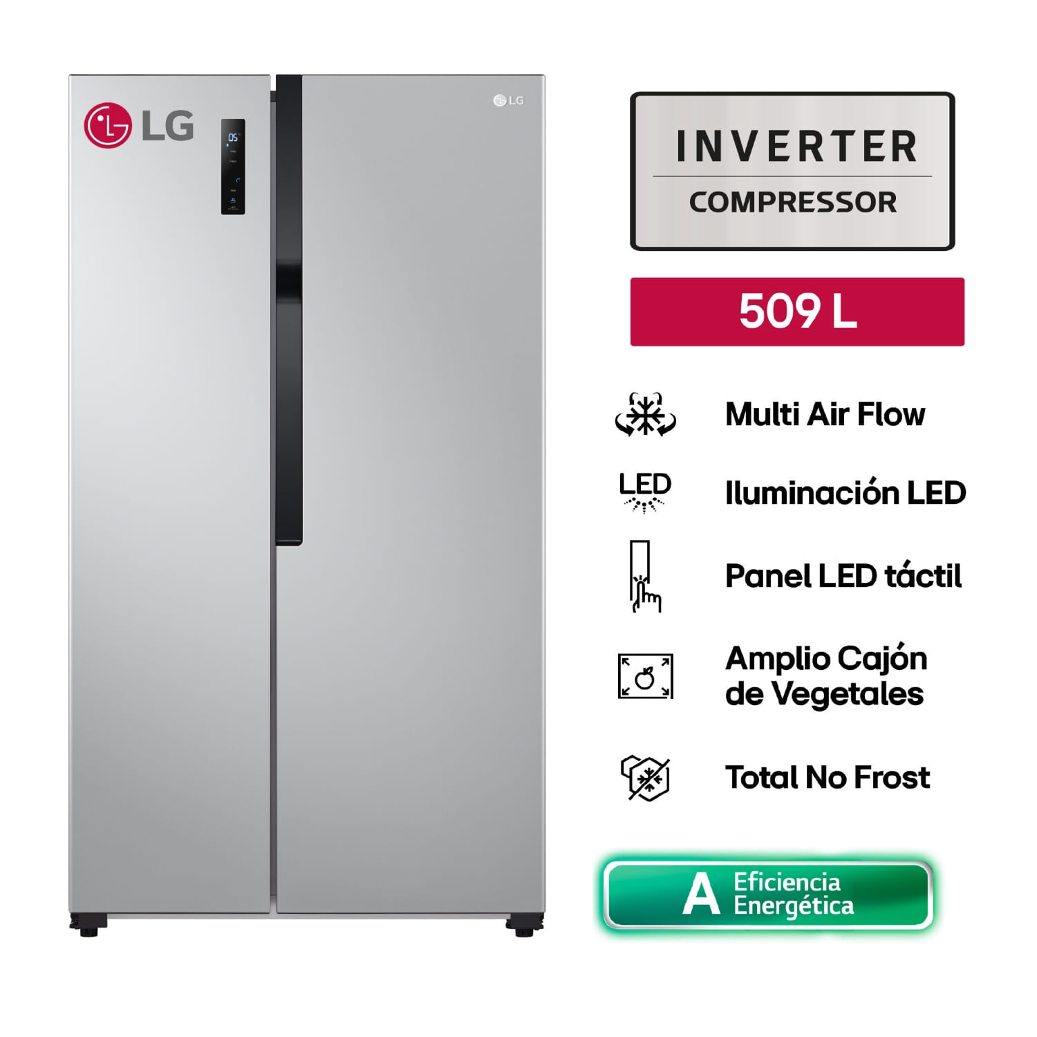 Refrigeradora LG Side By Side 509 Litros Total No Frost Plat
